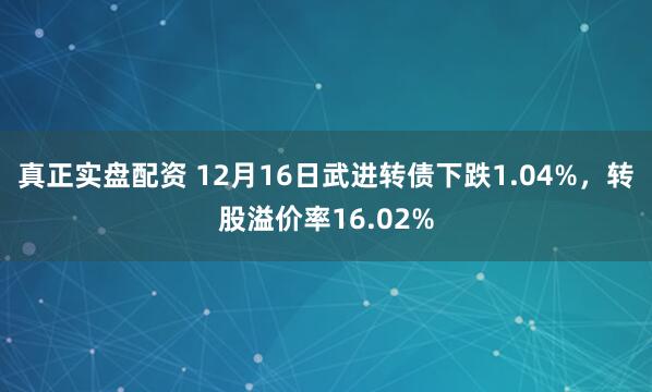 真正实盘配资 12月16日武进转债下跌1.04%，转股溢价率16.02%
